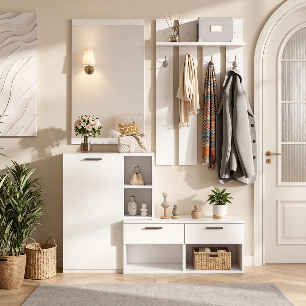 ARMADIO INGRESSO con specchio 120 x 35 x 175,5 cm bianco MDF