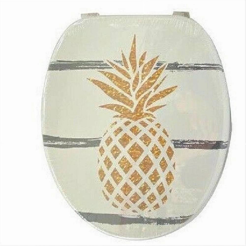 Trade Shop - Sedile Coprivaso Wc Water Copriwater Bagno In Pvc Universale Con Ananas 59026 -