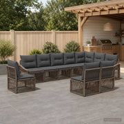 Set Divano da Giardino 10 pz Grigio polyrattan 3436034