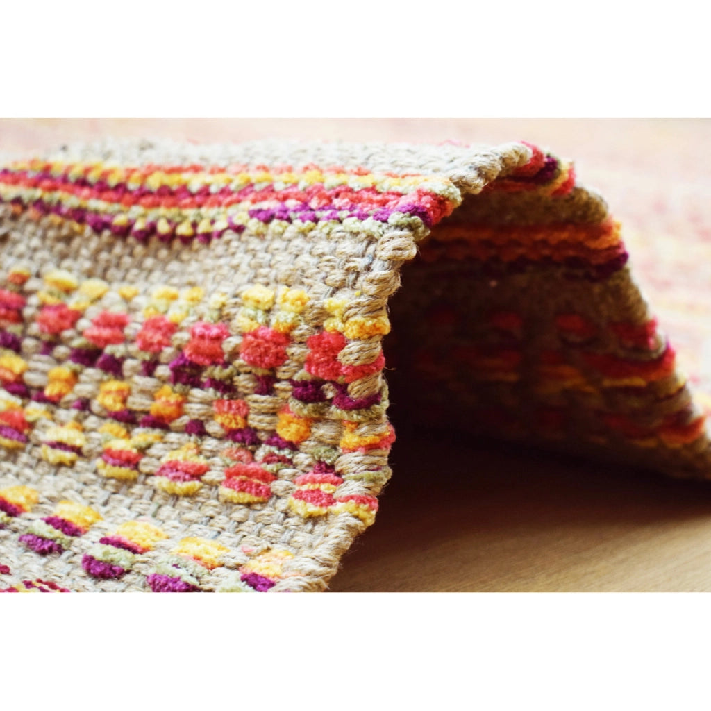 Tappeto intrecciato Sienna 700 in juta e cotone rosso
