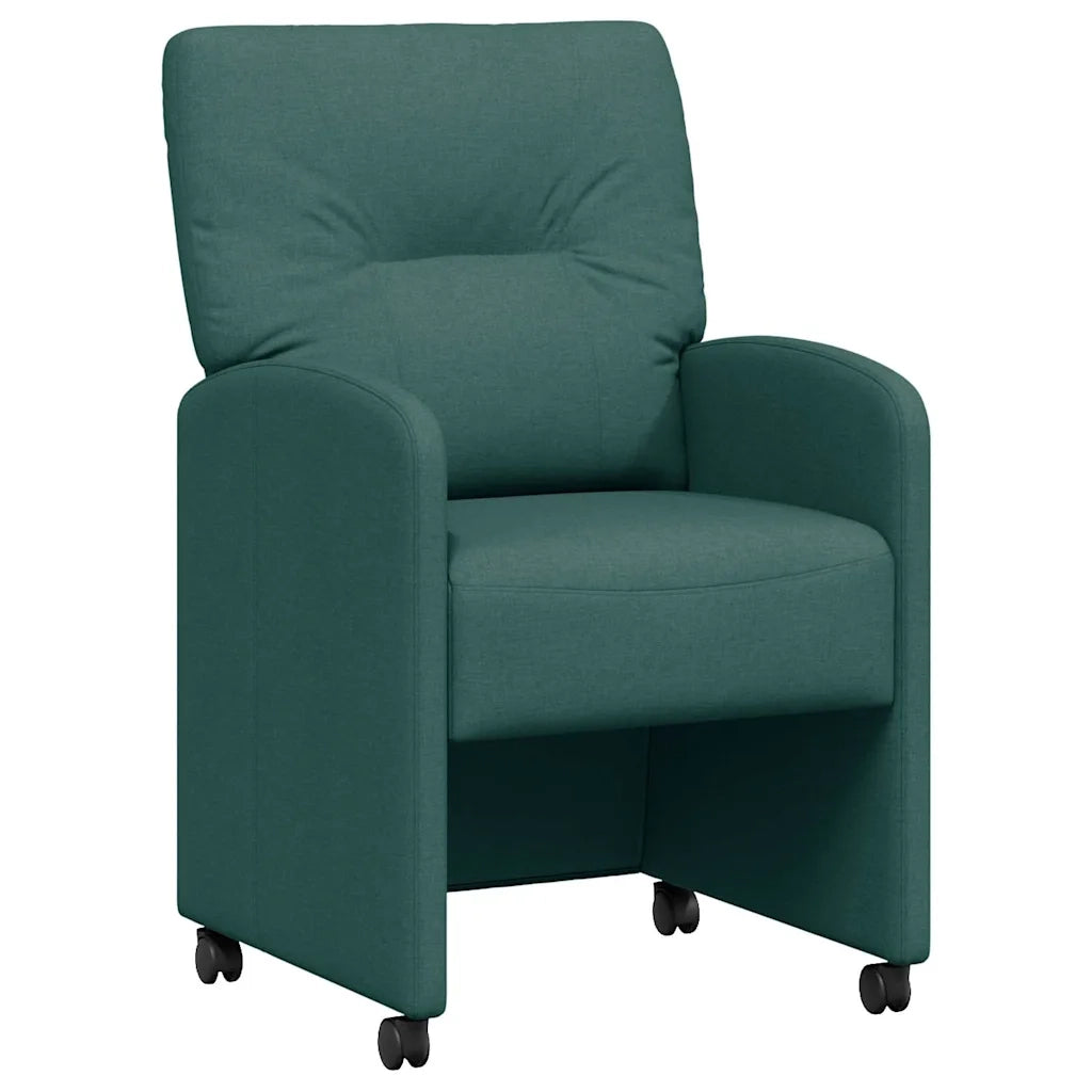 Sedie da Pranzo con Ruote 2 pz | Sedie da cucina Verde scuro 57 x 67 x 95 cm