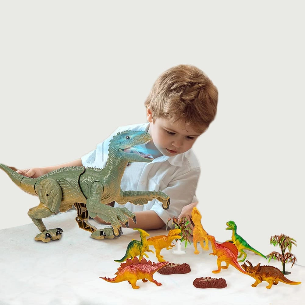 Dinosauro Telecomandato Giocattolo per Bambini Velociraptor Ricaricabile Luce LED e Ruggito