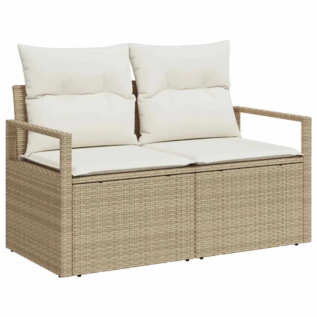 Set Divano da Giardino con cuscino 7 pcs Beige Poly Rattan