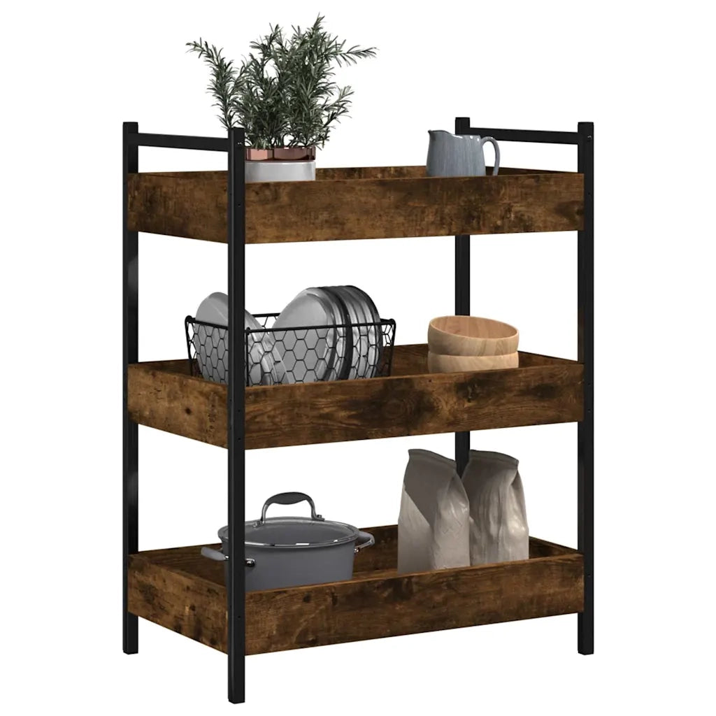 Carrello da Cucina-Scaffale per Cucina Rovere Fumo 50x30x70 cm in Legno Multistrato