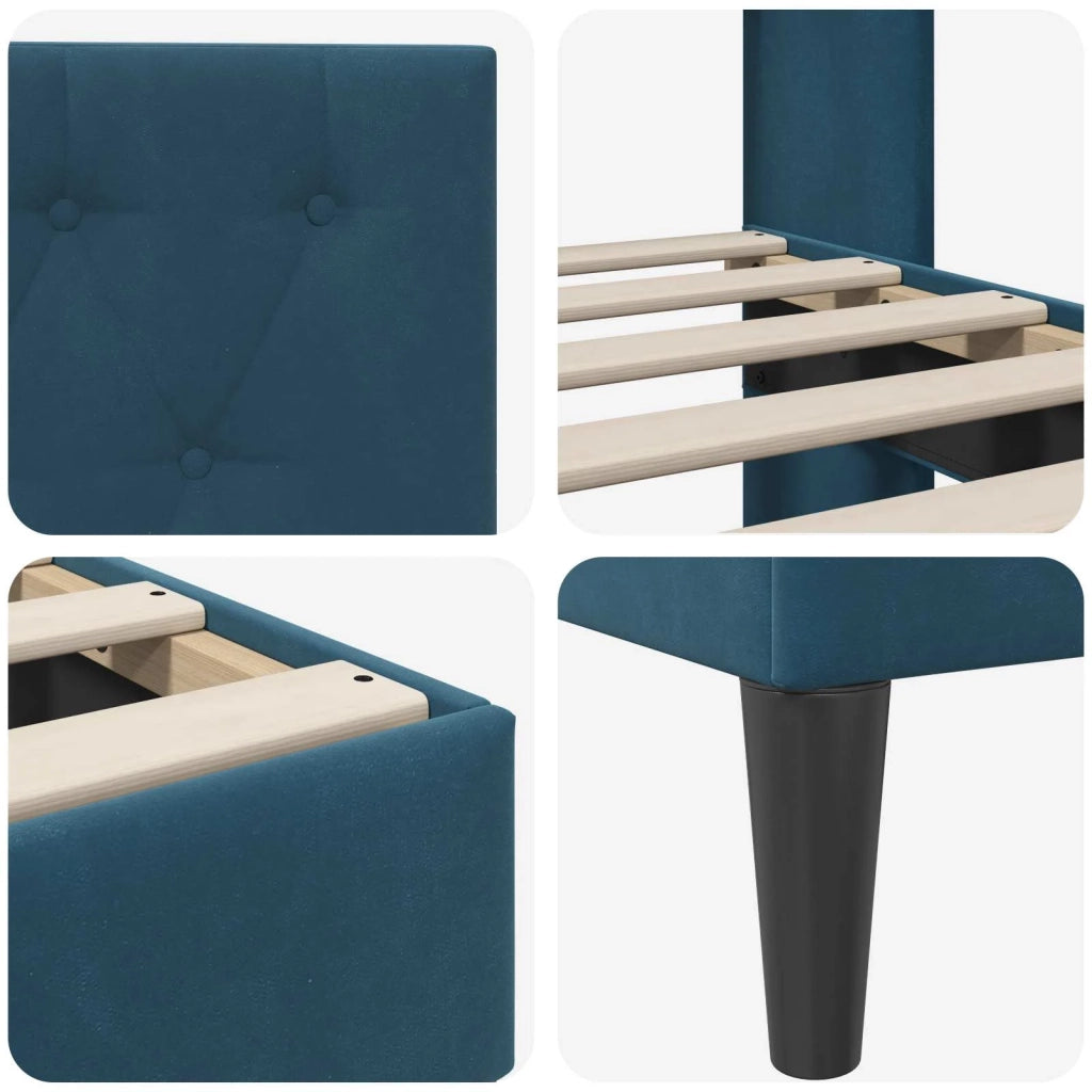 Struttura del letto con testiera-Giroletto Blu 120 x 200 cm Velluto 384613