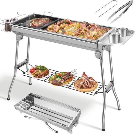 Barbecue a carbone portatile - Griglia pieghevole per giardino, terrazza e campeggio