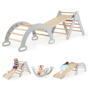 Set di 3 giochi di arrampicata triangolari 75 x 55 x 64 cm con rampa reversibile e supporto evolutivo in legno grigio 20_0009984