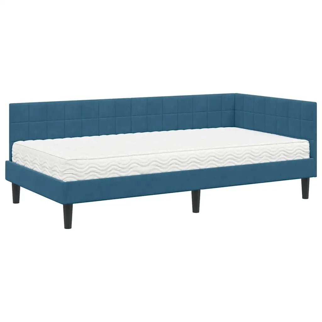 Struttura Letto Angolare con Materasso 2 pcs Blu Velluto 3393967