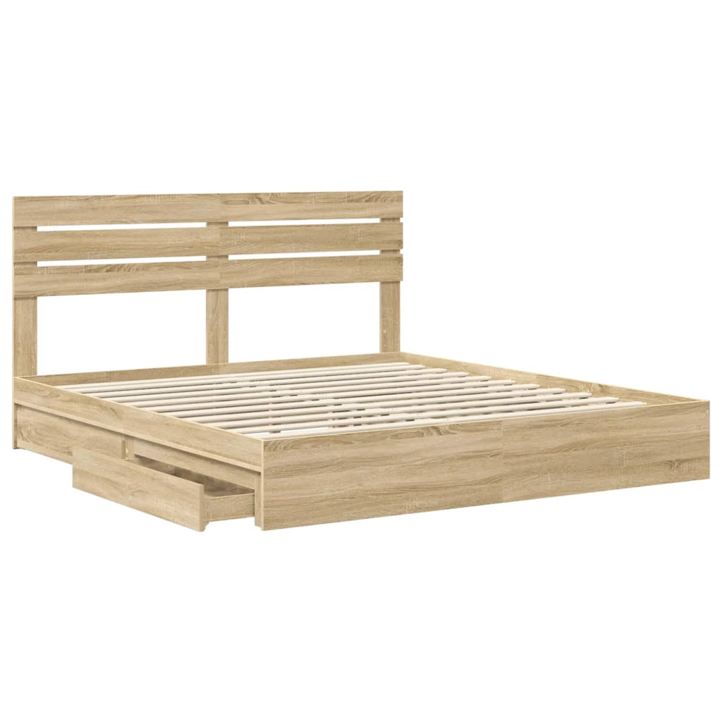 Letto con Contenitore con testiera-Struttura Letto con contenitore Rovere Sonoma 180 x 200 cm 882826