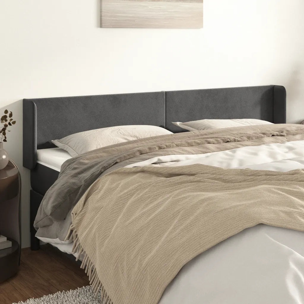Testiera ad Orecchio Grigio Scuro 163x16x78/88 cm in Velluto 3118543