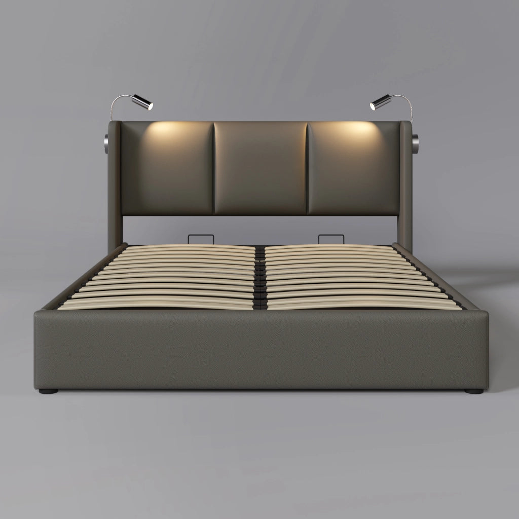 letto imbottito pu grigio 140x200 cm