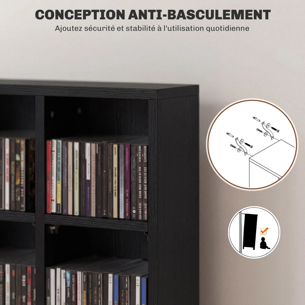 Libreria per CD e DVD ¨C zephmum ¨C 89x130.5 cm, nero, legno