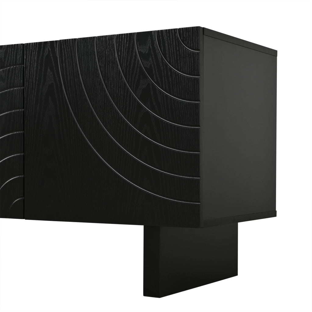 MOBILE TV 180x40x55 cm Nero in Truciolare con 4 Ante per TV fino a 75 Pollici