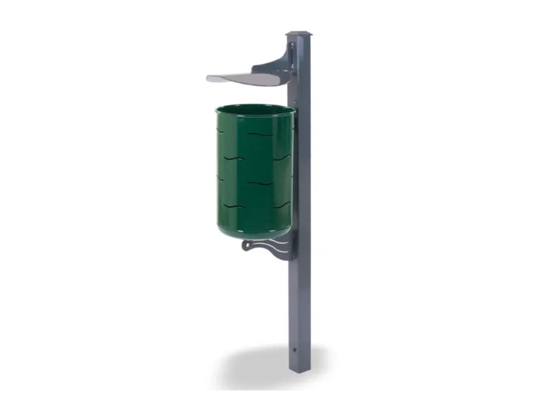 Cestino Empire 570 Giochipark acciaio zincato verniciato Ø30x52h urbano 35lt - RAL 6005 - Da interrare