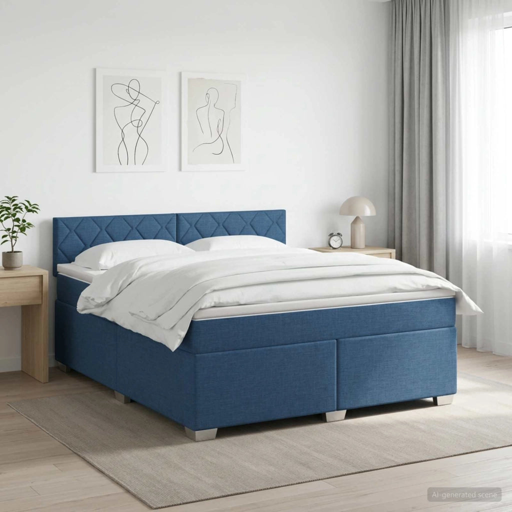 Letto box spring con materasso Blu 180 x 200 cm Tessuto 3450550