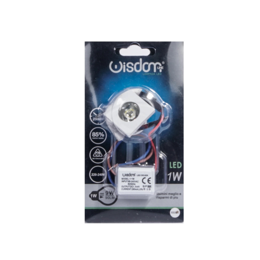 Punto luce led 1w quadrato luce calda
