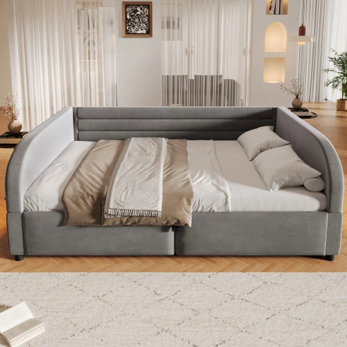 Letto una piazza e mezza con contenitore idraulico 140x200 cm LEMONMAX, LED RGB, struttura imbottita, MDF e tessuto, grigio