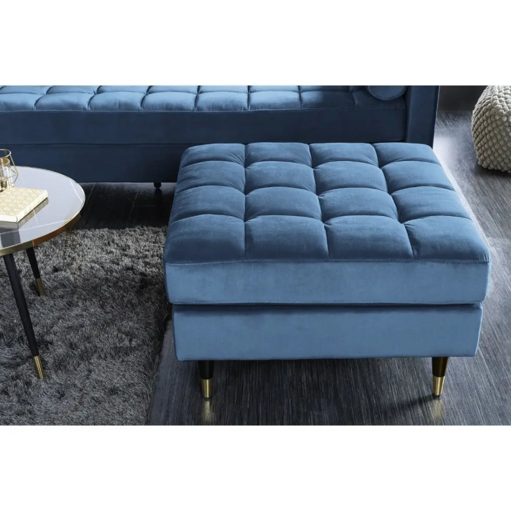 Pouf KOLIRI turchese blu – design quadrato in velluto