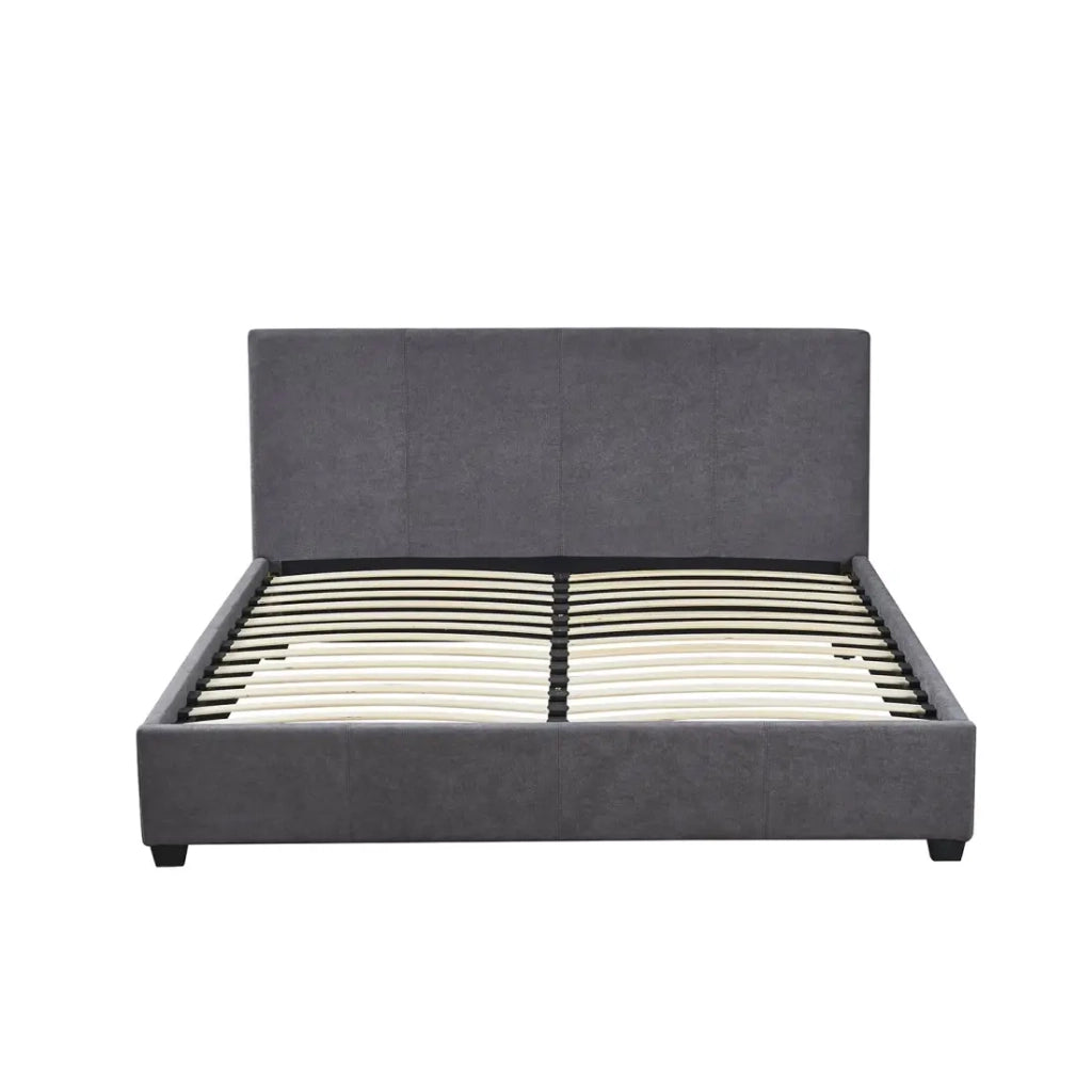 Letto matrimoniale ROMA – 140x200 cm – PU grigio – Rete inclusa – Design moderno – Struttura in MDF