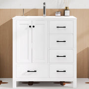 MOBILE BAGNO freestanding 76x46x82 cm in MDF e Ceramica Bianco