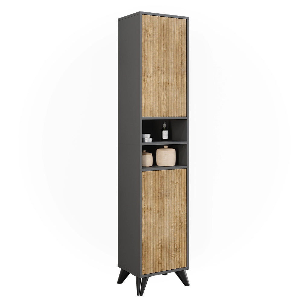 Vicco Mobiletto da bagno Antracite/quercia di montagna 38 x 180 cm con 2 porte