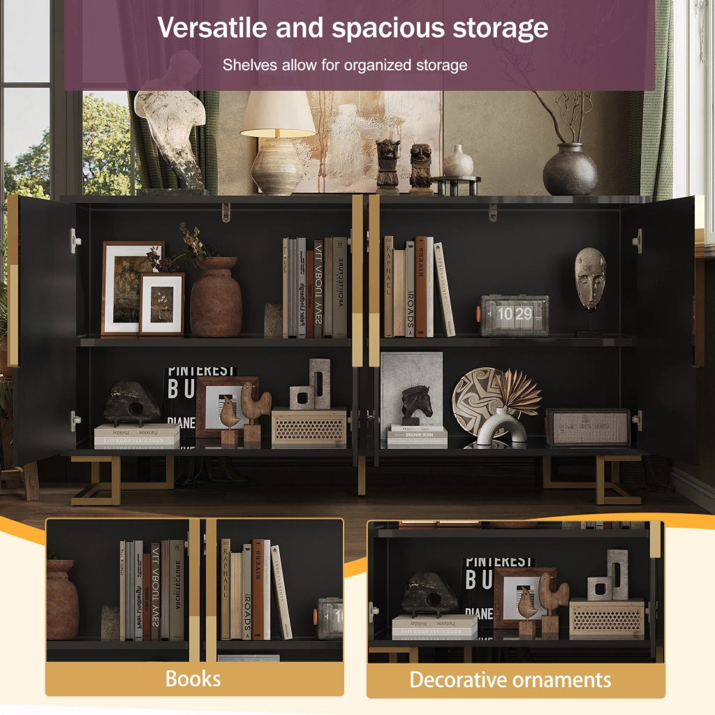 SIDEBOARD 152x40x75 cm Nero in MDF con 2 ante