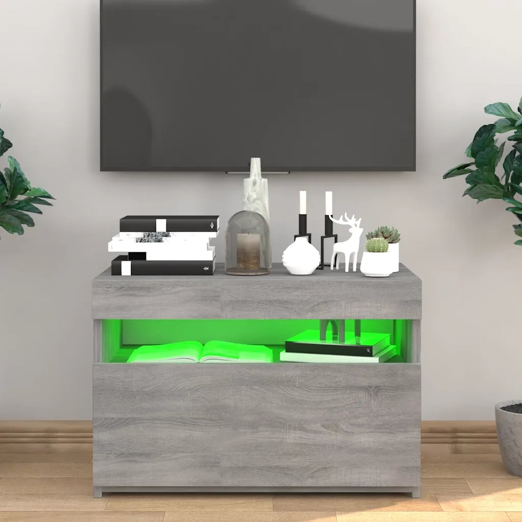 Mobile TV | Armadietto TV | Mobile Porta TV con Luci LED Grigio Sonoma 60x35x40 cm
