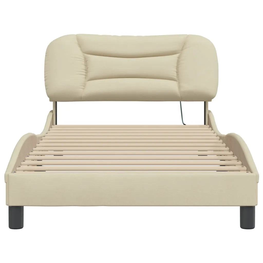 Giroletto con LED senza Materasso-Struttura Letto Hvar Crema 100x200 cm in Tessuto