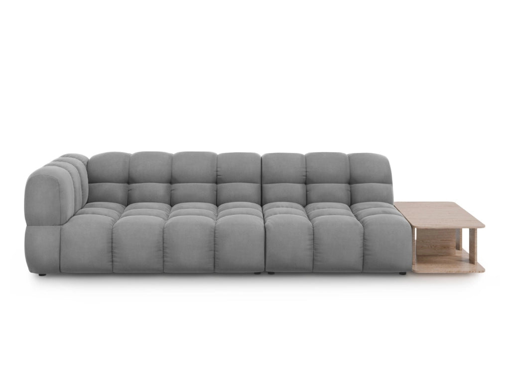 Cosmopolitan Design - Divano modulare destro "Sky" 4 posti in velluto grigio chiaro 