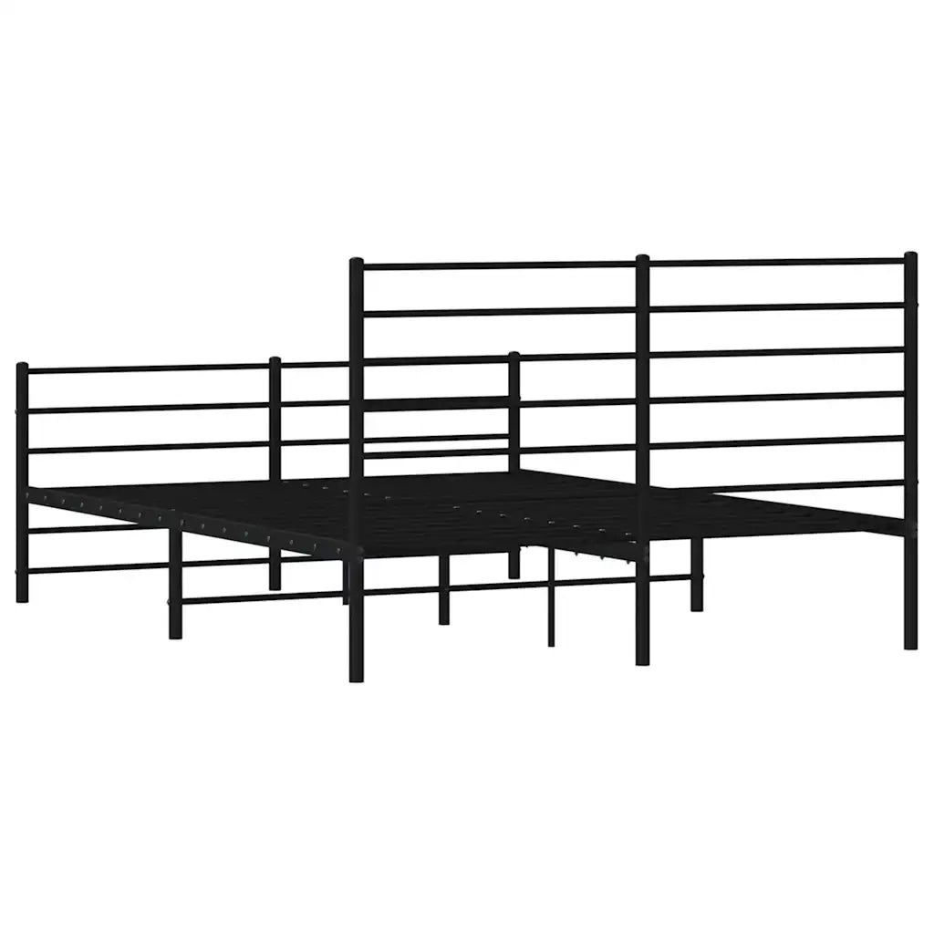 Letto matrimoniale | Letto per adulti | Giroletto con Testiera e Pediera Metallo Nero 140x190 cm