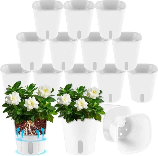 Set di vaso autoirriguo per piante aromatiche da 14 con indicatore di livello acqua - 75 cm - Vaso autoirriguo per erbe - Con sistema di irrigazione - Per cucina e interni - Vaso autoirriguo per piante