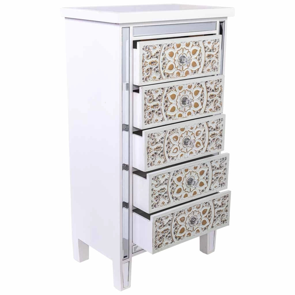 Cassettiera in legno e vetro con 5 cassetti 48x30x89