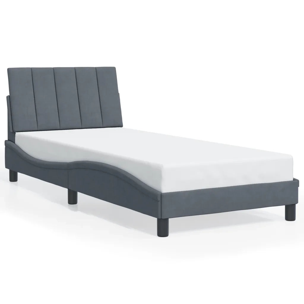 Giroletto con LED senza Materasso-Struttura Letto Hanko Grigio Scuro 80x200 cm in Velluto
