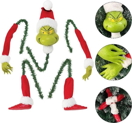 Decorazione di Natale per Albero - Dimensioni Capo 25x11x20cm - Dimensioni Braccio 30x12x6cm - Dimensioni Gamba 25x7x2,5cm - 5 Pezzi - Verde