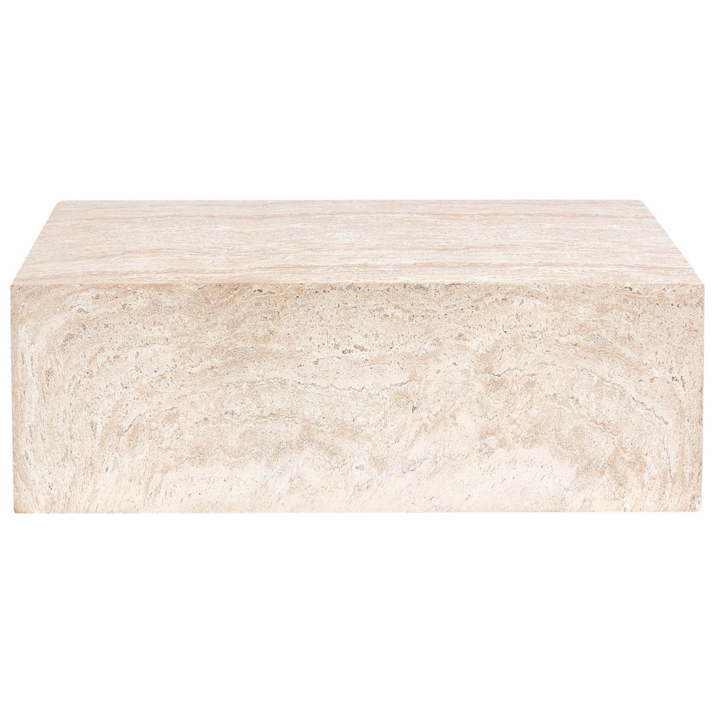 Tavolino effetto travertino Piano impiallacciato simil-pietra beige Design moderno Soggiorno