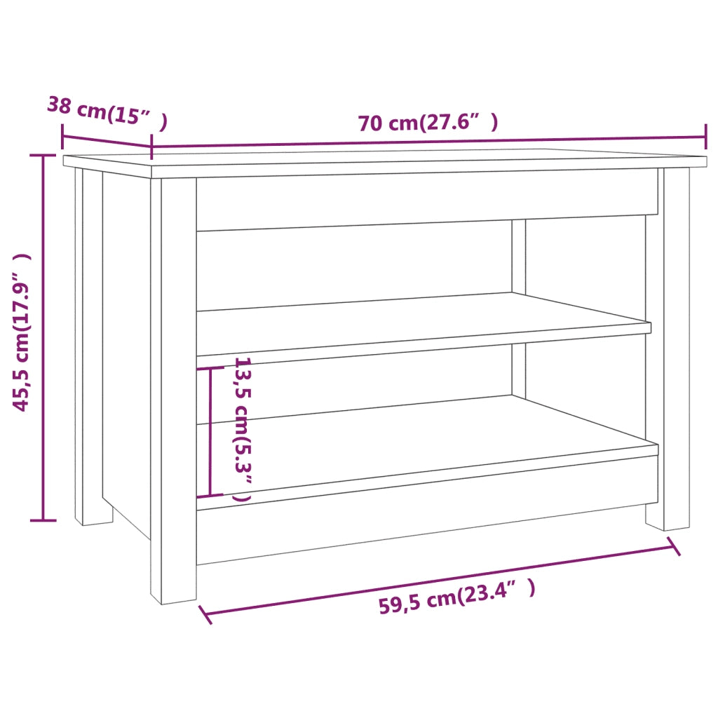 Scarpiera Ambrata 70x38x45,5 cm in Legno Massello di Pino 813772