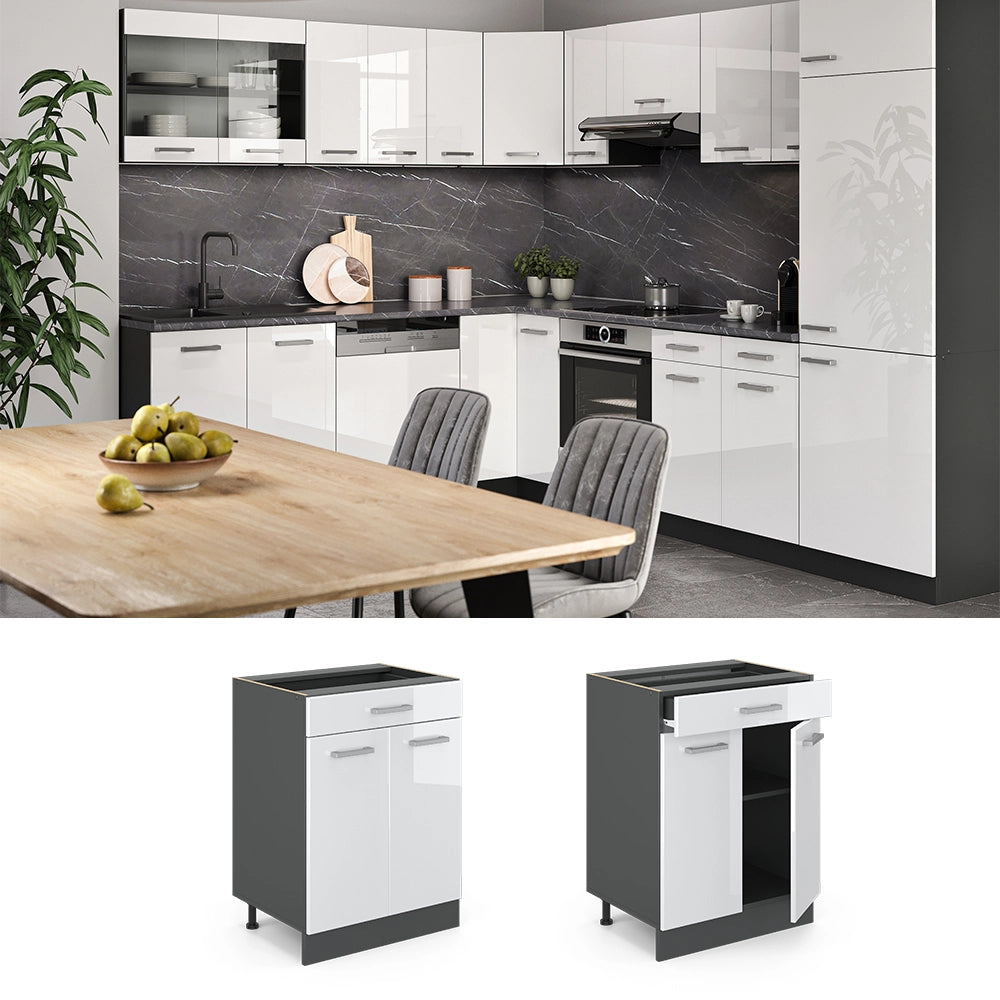 Vicco Base da cucina Bianco lucido 60 cm PL Marmo