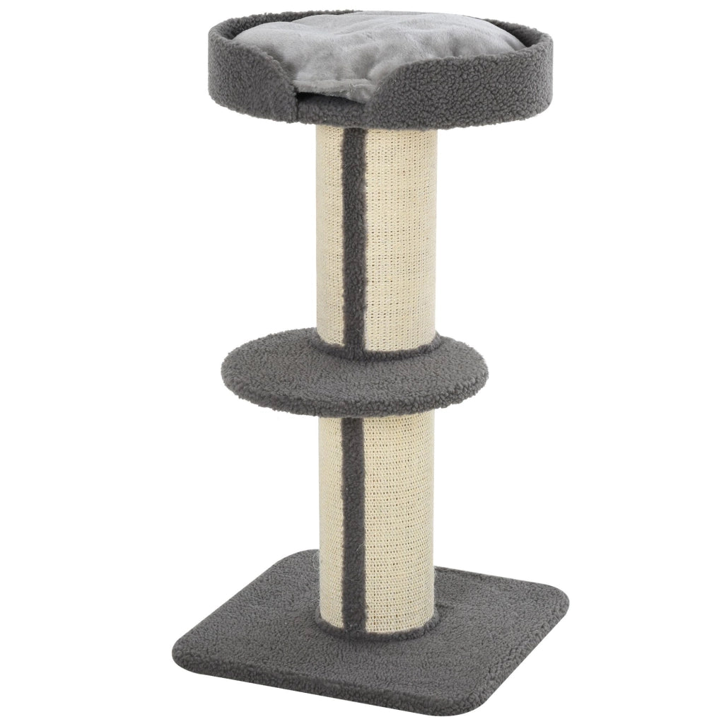 Albero per Gatti 3 Livelli con Piattaforma e Sisal ¨C zephmum ¨C Grigio 45x45x91 cm
