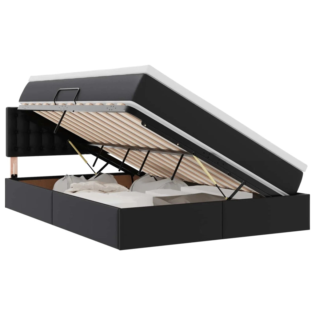 Letto con contenitore e materasso Nero 140 x 200 cm