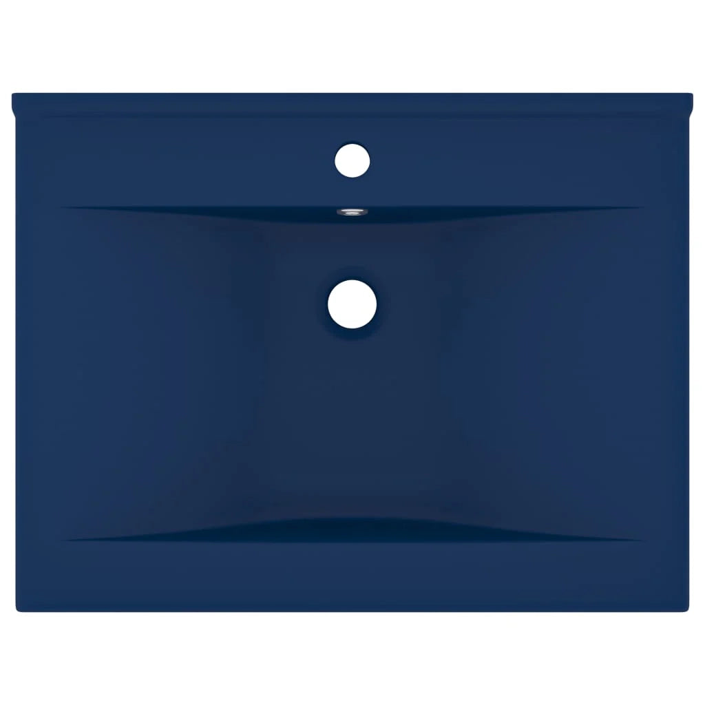 Lavabo con foro per rubinetto lavabo da appoggio lavabo da bagno e cucina uso interno 60 x 46 cm ceramica blu scuro opaco 02_0002765