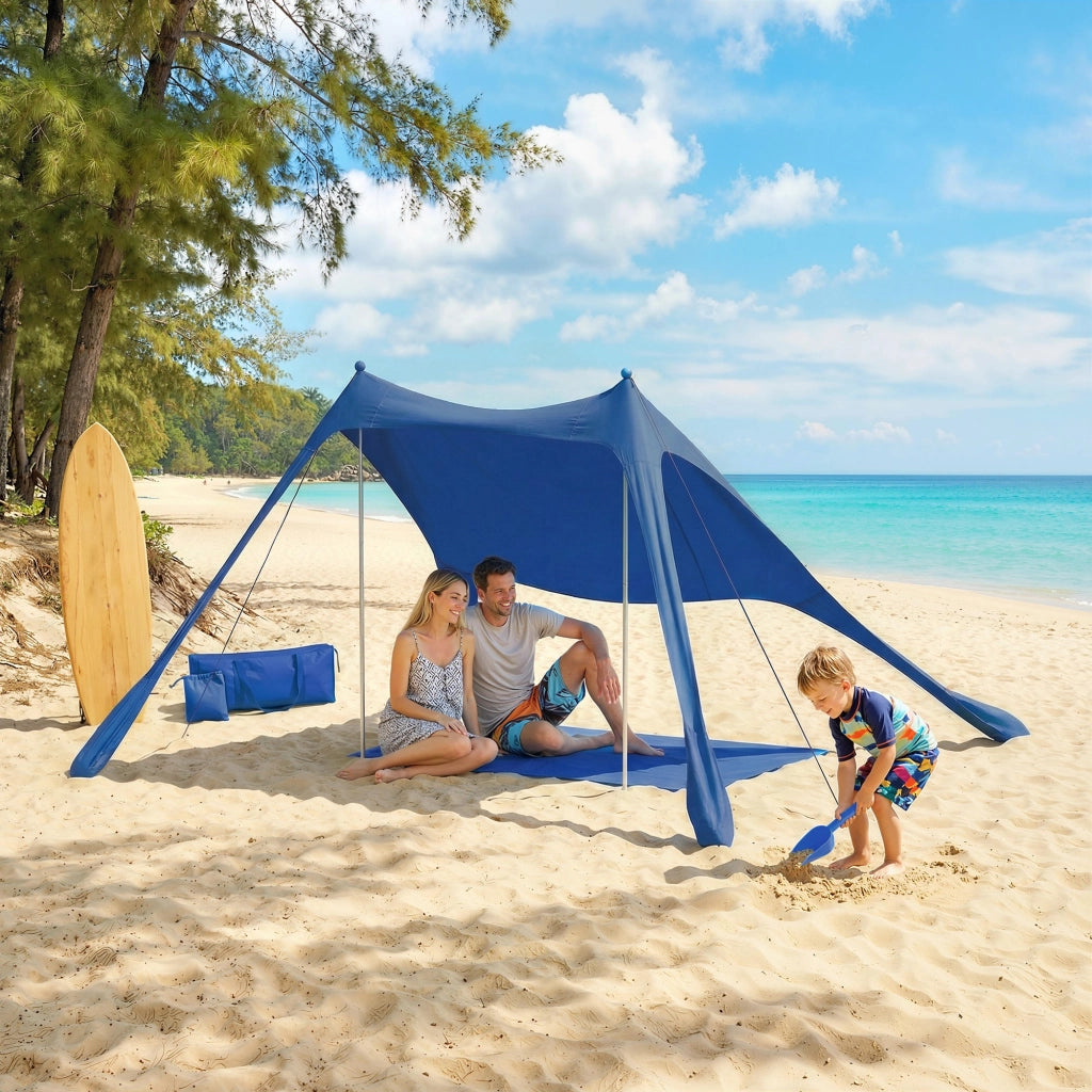 Tenda da Spiaggia Pieghevole ¨C Xylo ¨C UPF50+ Alluminio Blu con Tappetino
