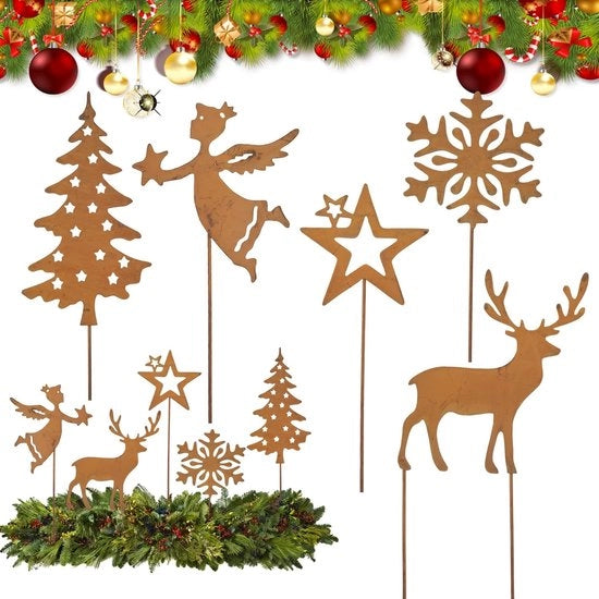 Stecchino per giardino in metallo con decorazione a ruggine