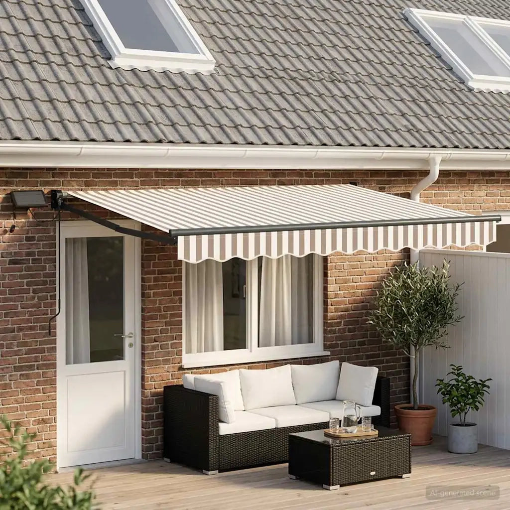 Tenda retrattile manuale con LED Grigio chiaro e bianco 3426360
