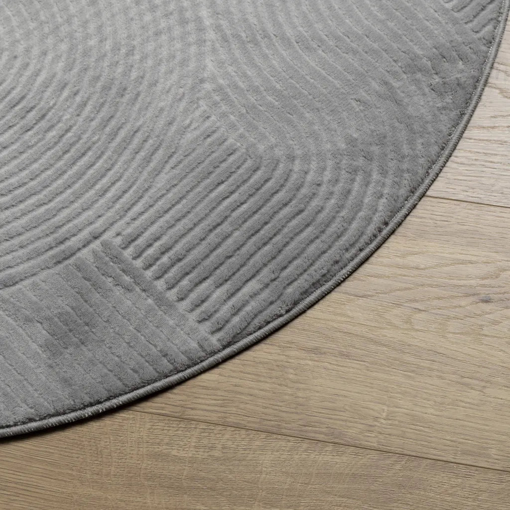 Tappeto IZA a Pelo Corto con Aspetto Scandinavo Grigio Ø 160 cm 375460