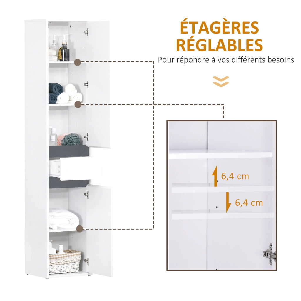 Mobile Bagno Colonna Contemporaneo ¨C zephmum ¨C 2 Ante 3 Ripiani Cassetto Bianco