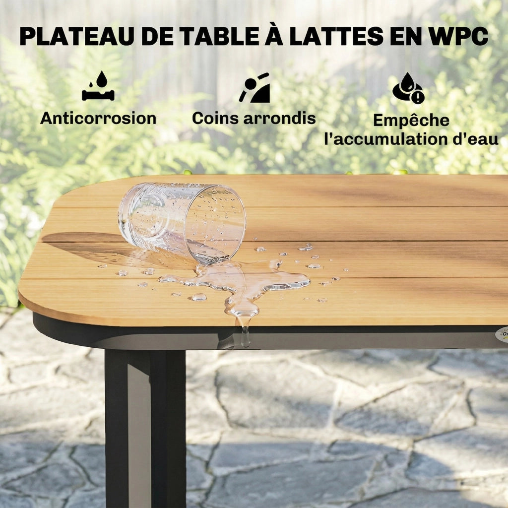Tavolo da Giardino Rettangolare per 4-6 Persone ¨C Minimal ¨C Legno WPC Naturale 155x88x72cm
