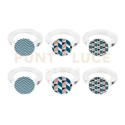 KIT ALLACCIA 6 ANELLI FERMA TOVAGLIOLI TONDO IN CRISTALLO ACRILICO DECORATO MODERN