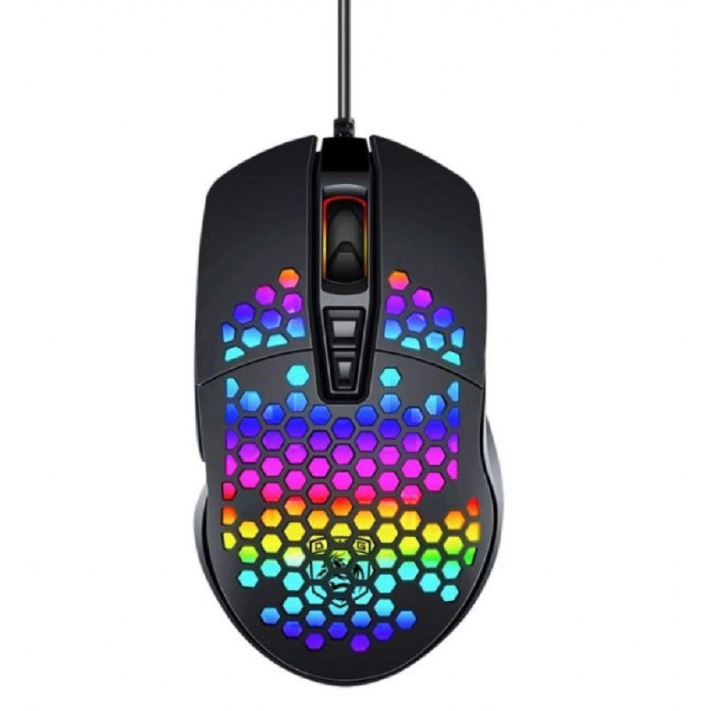 Trade Shop - Mouse Da Gioco Cablato Usb Macro Definition 7 Tasti Programmabile Luce Rgb Qm1 -