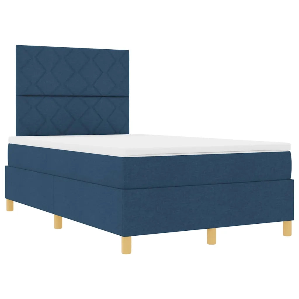 Letto a Sorgente LED con materasso Blu 120 x 190 cm Tessuto