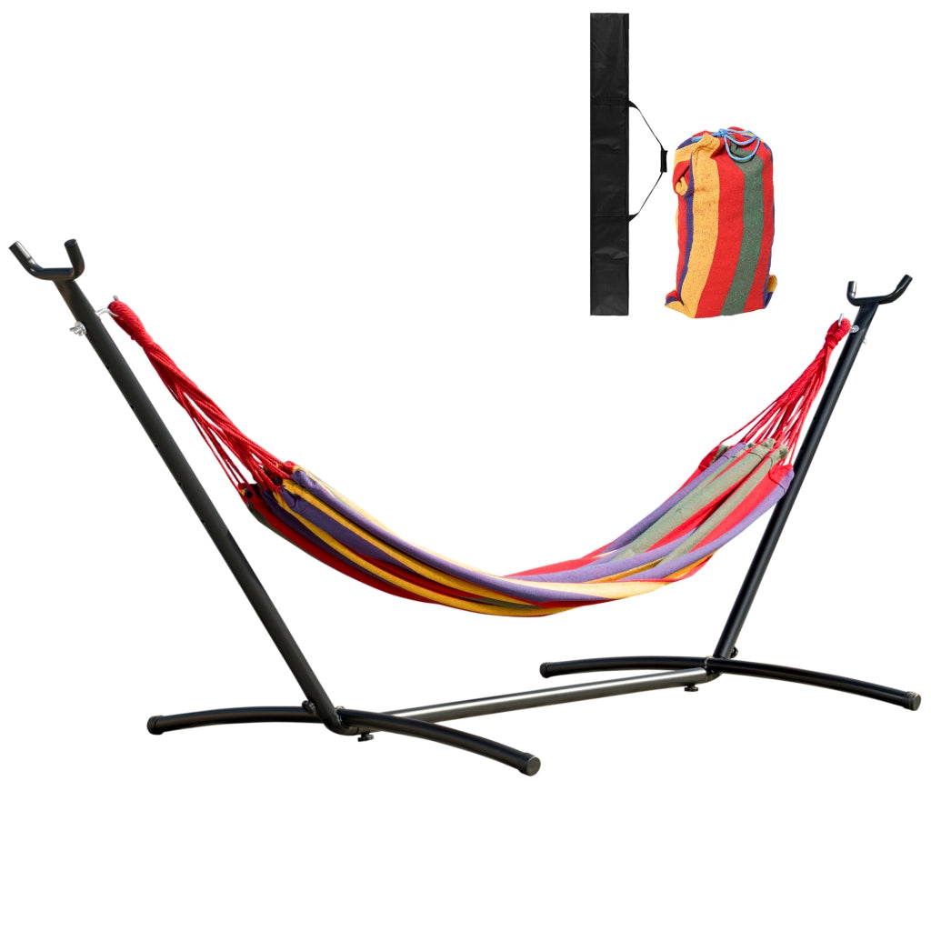 Amaca da Giardino Autoportante ¨C zephmum ¨C Acciaio, Cotone Multicolor, Custodia Inclusa